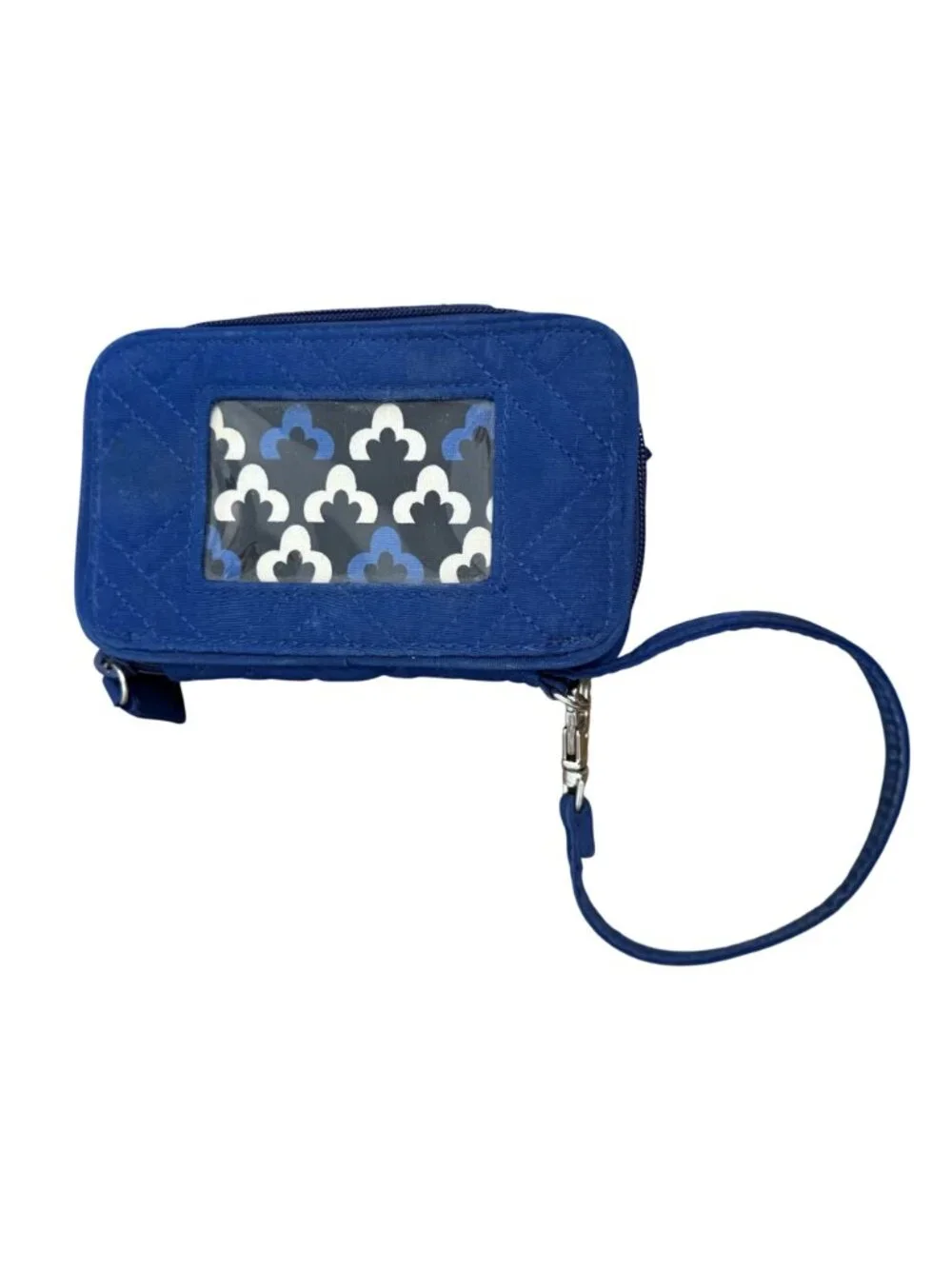 Vera Bradley Blue Quilted Wristlet Wallet With ID Window & Snap Closure - Picture 3 of 7